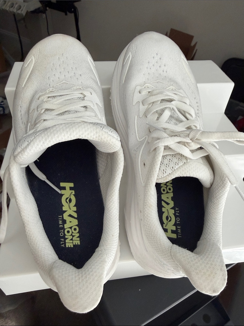 Hoka Women's All-White Athletic Running Shoes